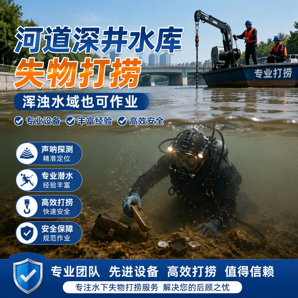 河道深井水库失物打捞，浑浊水域也可作业从江