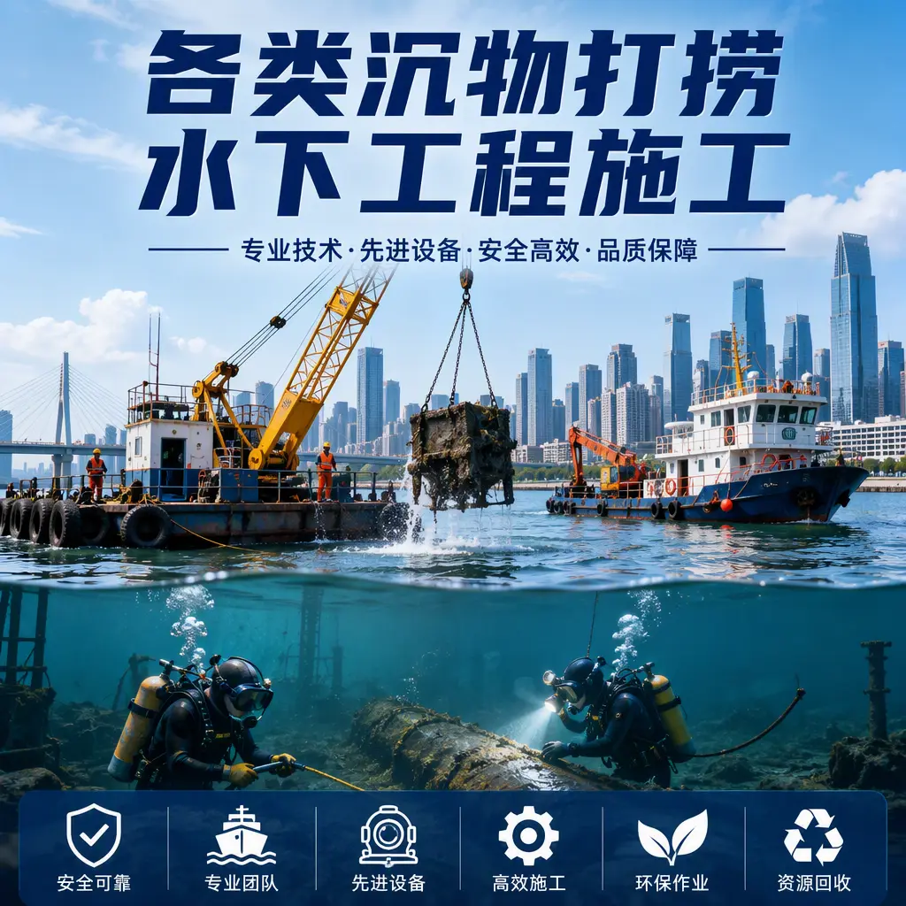 从江各类沉物打捞，水下工程施工